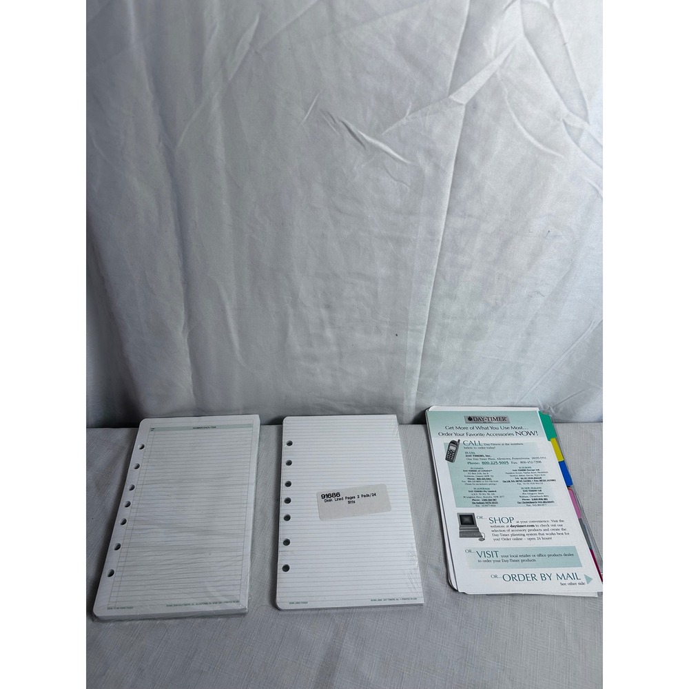 Day-Timer Planner Refills OS White Lined Paper Inserts Dividers Unisex
